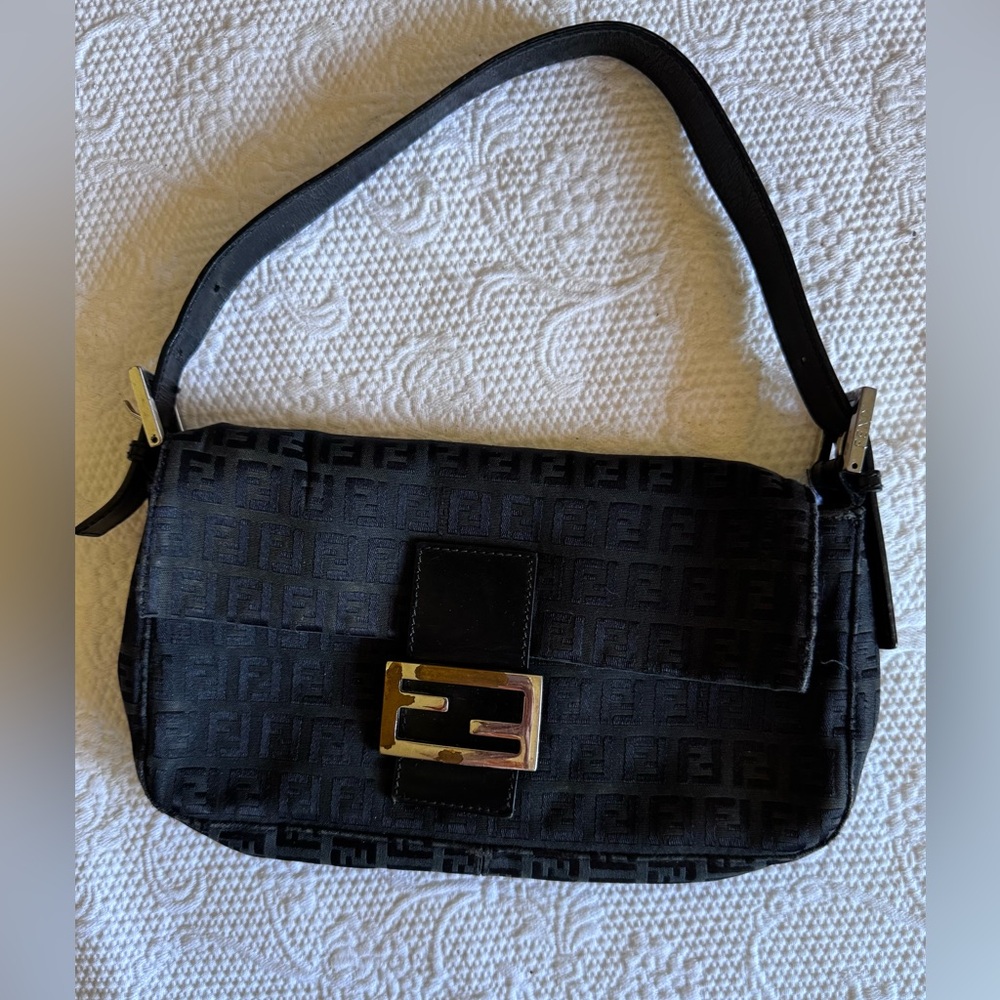 Fendi Black Shoulder Bag with Gold Hardware